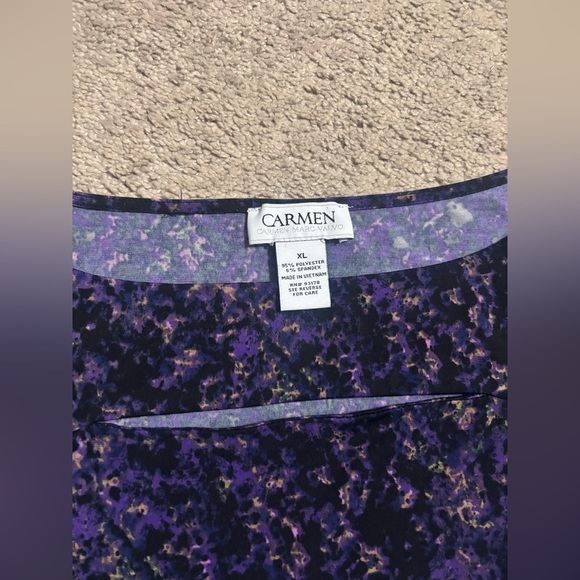 Carmen Marc Valvo Sleeve 3/4 Blouse Purple Size XL - Picture 5 of 10